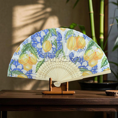 Handheld Bamboo Folding Fans Wedding Invitation Card with Floral Design for Christmas and Chinese New Year Occasions