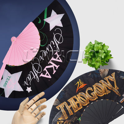 Wholesale Custom Printed Plastic Nylon Accordion Hand Fan