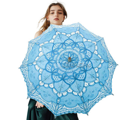 Popular Lace Parasol with Wooden Handle Promotional Party Supplies for Brides and Special Occasions