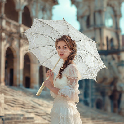 Popular Lace Parasol with Wooden Handle Promotional Party Supplies for Brides and Special Occasions