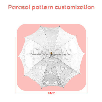 Elegant Wedding Lace Parasol with Wooden Handle Promotional Party Supplies for Brides