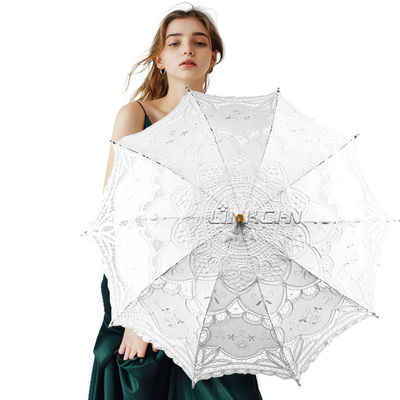 Popular Lace-Folding Wooden Parasol Wedding Umbrella for Promotional Party Supplies