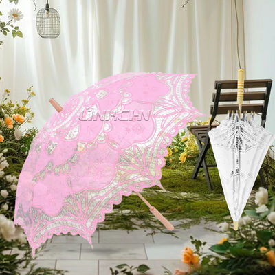 Popular Lace-Folding Wooden Parasol Wedding Umbrella for Promotional Party Supplies