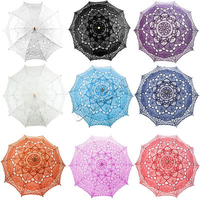 Popular Lace-Folding Wooden Parasol Wedding Umbrella for Promotional Party Supplies