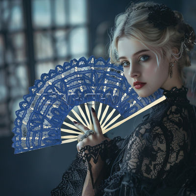 New Fashion Bamboo Hand Fan Lace Printed Chinese Folding Fan for Weddings & Festivals New Year & Party Decorative Pattern