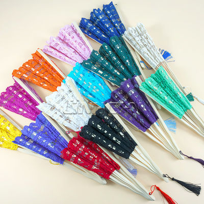 New Fashion Bamboo Hand Fan Wedding Gift Lace Printed Chinese Lace Folding Fan