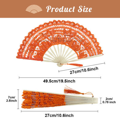 High Quality Bamboo Fan Lace Fabric European Style Folding Hand Fan