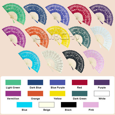 High Quality Bamboo Fan Lace Fabric European Style Folding Hand Fan