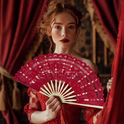 New Arrival 27cm Luxury Bamboo Folding Lace Fans for Bride Decoration