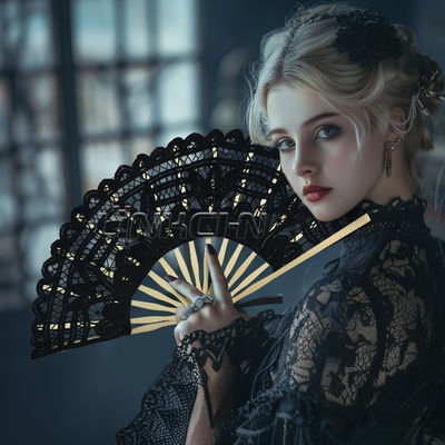 Wholesale 27cm Luxury Wedding Lace Fans Folding Lace Hand Fan for Lady