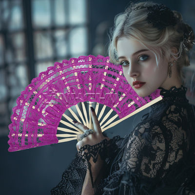 Wholesale 27cm Luxury Wedding Lace Fans Folding Lace Hand Fan for Lady