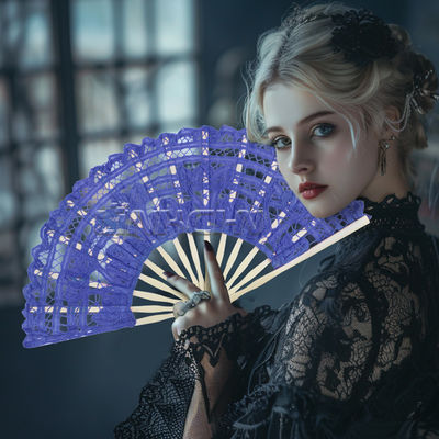 Wholesale 27cm Luxury Wedding Lace Fans Folding Lace Hand Fan for Lady