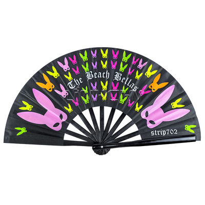 Custom Rainbow Hand Bamboo Folding Fans Clap Rave Pride Fans with Logo Wholesale Products in Bulk Bamboo Crafts
