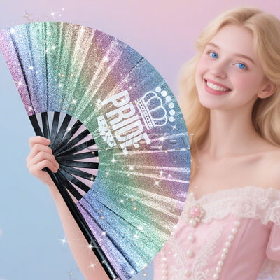 13inch Large Rave Fan Popping Fan Clacking Fans for Line Dancing,Hand Fans for Women Foldable,Boots on The Ground Fan