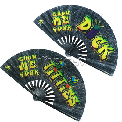 13 Inch Large Handheld Foldable Dance Fans Customizable Sublimation on Bamboo with Loud Popping Sound for Line Dancing