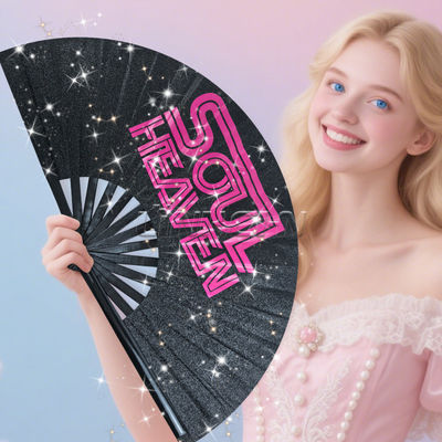 13 Inch Large Handheld Foldable Dance Fans Customizable Sublimation on Bamboo with Loud Popping Sound for Line Dancing