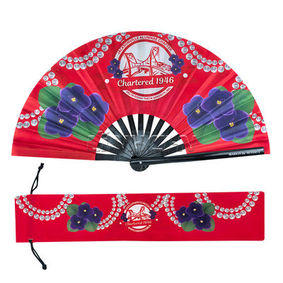 Wedding Custom 27/33cm Large Hand Fan Bamboo Wood Folding UV Fan for Holiday Event Party Handheld Festival Fans