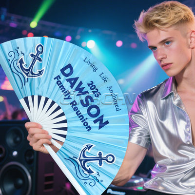 Wedding Custom 27/33cm Large Hand Fan Bamboo Wood Folding UV Fan for Holiday Event Party Handheld Festival Fans