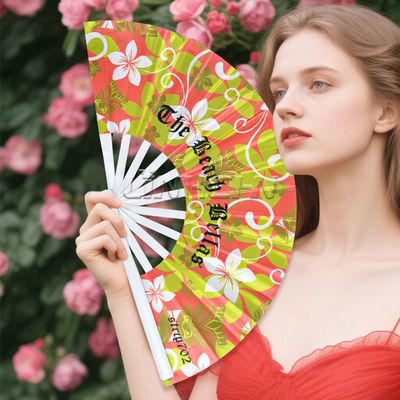 Custom Printed Large 33 cm Portable Painted Design Rave Bamboo Folding Hand Fan for Music Performance Festivals and Parties