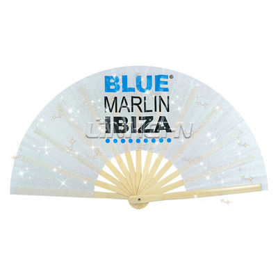 New Arrivals Custom Logo Printed Large Folding Bamboo Hand Fan Portable Clacking Hand Fans for Festival Dance Gift