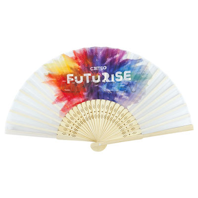 Custom Logo Eco-Friendly Bamboo Folding Hand Fan Business Wedding Gift Promotion Personalized Design Crafted Sustainable Bamboo
