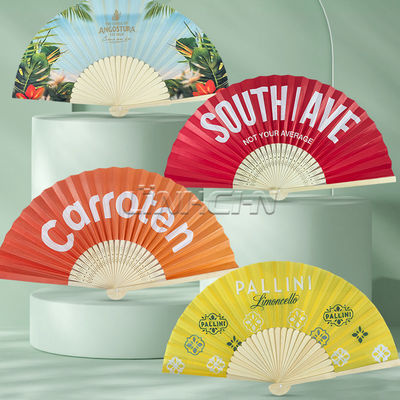 Custom Logo Decorative Traditional Folding Chinese Hand Fan Durable Bamboo with Silk Cloth Painted Technique Souvenir