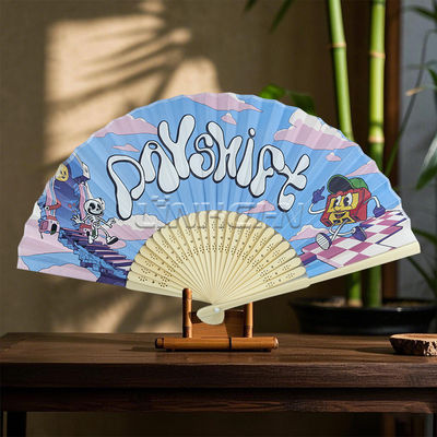 Traditional Bamboo Silk Fan Carved Folding Advertising Festival Music Fans for Business Gifts