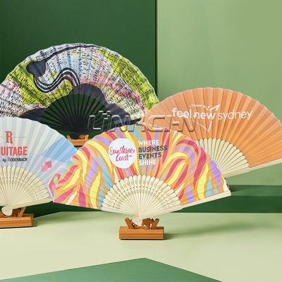 Custom Printed Folding Hand Fan Personalized Silk Bamboo Fan with Decorative Painting for Festivals Promotions Music Events