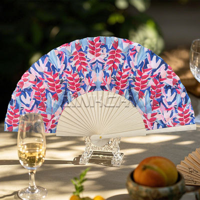 Custom Printed Bamboo Wooden Folding Hand Fan Personalised Logo Accessory for Women/Man's Easter Festival Parties & Raves