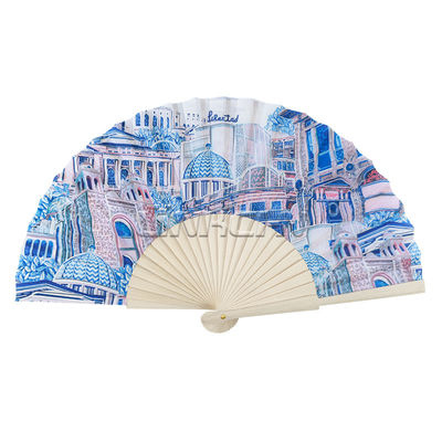 Customized 23 cm Wooden Hand Fan with Spanish Printed Model Pattern Colourful Painted Wedding Favors Bulk Abanico De Mano