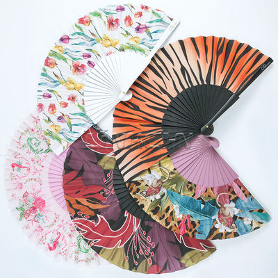 Wooden Bamboo Folding Hand Fan Custom Logo for Wedding Fan Rave Party Folk Art Spanish Hand Held Fans