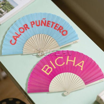 Factory Price Custom 23cm Wooden Hand Folding Fan for Wedding Fan Rave Party Folk Art Hand Held Fans