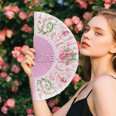 23cm Wooden Bamboo Hand Folding Fan for Wedding Fan Rave Party Folk Art Festival Hand Held Fans