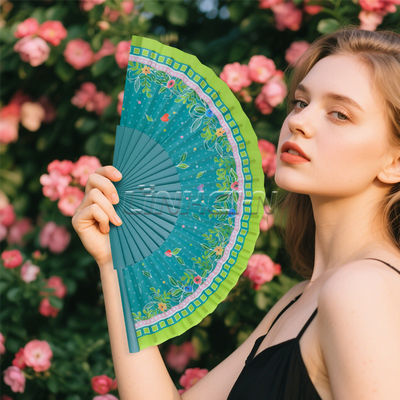 23cm Wooden Bamboo Hand Folding Fan for Wedding Fan Rave Party Folk Art Festival Hand Held Fans