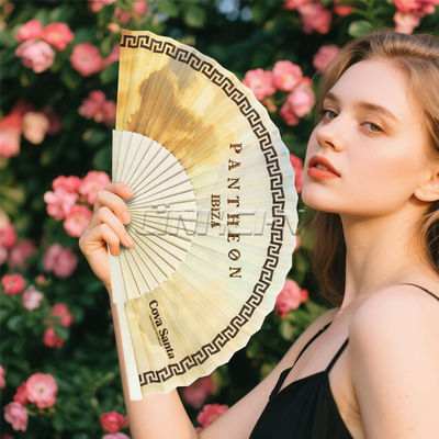 High Quality Custom Wood Bamboo Spanish Hand Fan Printing LOGO for Promotional Gift Wedding Party Art Dance Folding Fans