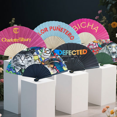 High Quality Custom Wood Bamboo Spanish Hand Fan Printing LOGO for Promotional Gift Wedding Party Art Dance Folding Fans