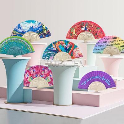Wholesale Custom Handmade Folding Fans Original Wooden with Spanish Flowers for Promotion and Party