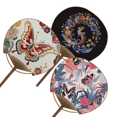 Customizable Japanese Round Hand Fans with Painted Technique Personalized OEM Art Printed Logo Wedding Favors Gifts for Guests