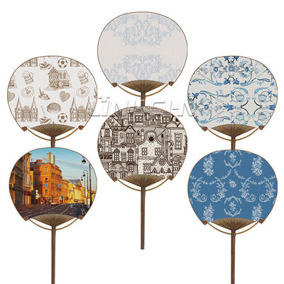 Customizable Japanese Round Hand Fans with Painted Technique Personalized OEM Art Printed Logo Wedding Favors Gifts for Guests