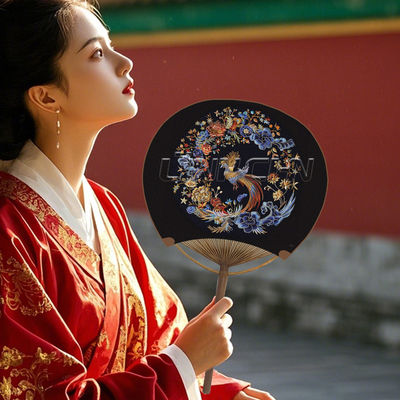 Customizable Japanese Round Hand Fans with Painted Technique Personalized OEM Art Printed Logo Wedding Favors Gifts for Guests