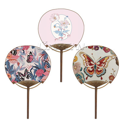 Customizable Japanese Round Hand Fans with Painted Technique Personalized OEM Art Printed Logo Wedding Favors Gifts for Guests