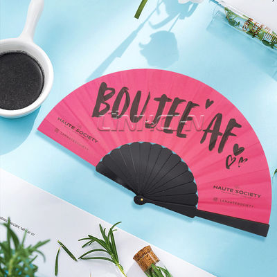 Wholesale Custom Printed Plastic Nylon Accordion Hand Fan