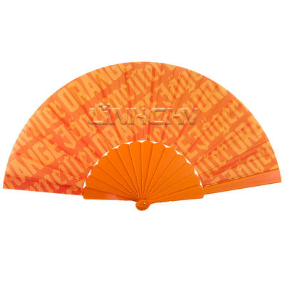 Black Plastic Folding Fabric Hand Held Fans Plastic Ribs Custom Printed Folding Hand Fan
